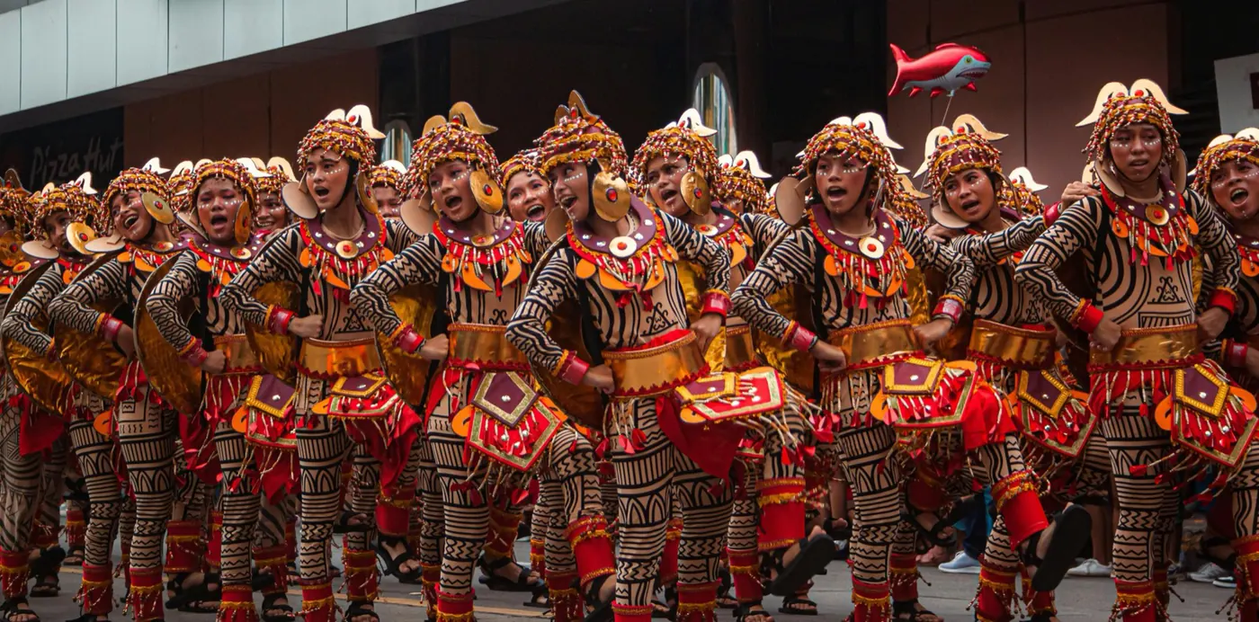 Sinulog festival performers in vivid costume, Cebu, Philippines